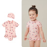 兒童泳衣2025夏季新款小女孩女寶寶泳裝女童游泳衣連體夏嬰兒泳衣 粉紅色 120 曬單實(shí)拍圖