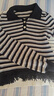 百圖betu女裝春季新款毛針織衫條紋流蘇短款長(cháng)袖毛衫女2401T12 黑色 M 曬單實(shí)拍圖