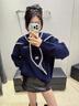 ANN ANDELMAN海軍領(lǐng)系帶套頭毛衣軟糯針織衫外搭披肩氣質(zhì)毛衫冬季 藏藍色 M 曬單實(shí)拍圖