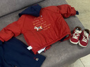 OAK FAMILY冬季寶寶夾棉外套兒童防水夾克男女童棒球服 紅色 90 曬單實(shí)拍圖