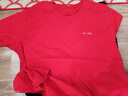 恒源祥100%純棉繡花短袖T恤男士圓領(lǐng)夏季薄款上衣HJ050 大紅 185/104A  曬單實(shí)拍圖