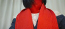JIOESC純羊毛絨毛圍巾女士秋冬季2025新款高級感針織圍脖保暖送女生禮物 新年紅色【100%純羊毛】 曬單實(shí)拍圖