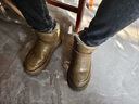 格爾卡森雪地靴男士2025防水羊皮毛一體冬季防滑真皮加厚絨東北低筒棉鞋 防水羚羊棕（全羊毛） 42 曬單實(shí)拍圖