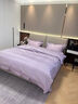 水星系列家紡輕奢A類(lèi)純棉四件套高級感刺繡被套全棉親膚裸睡床單床笠床上用品4 梵葉-紫色 1.8m床笠款四件套：被套尺寸220*240cm 曬單實(shí)拍圖
