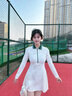 天使季節秋冬長(cháng)袖網(wǎng)球連衣裙女絕美網(wǎng)球服羽毛球服女瑜伽健身跑步運動(dòng)裙子 本白 M 曬單實(shí)拍圖