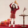 moonkids童裝女童新年戰袍冬季兒童紅色年服裙子套裝女孩過(guò)年毛衣兩件套 兩件套【19791針織衫+4536紅色短裙】 140 cm 曬單實(shí)拍圖