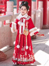 芭米諾漢服女童冬款拜年服新年國風(fēng)秋冬裝馬面裙冬季兒童唐裝 紅色 150 曬單實(shí)拍圖