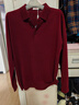 恒源祥100%羊毛衫2021秋冬新款毛衣休閑翻領(lǐng)針織衫15001013 深紅 XL 180/115/52 曬單實(shí)拍圖