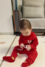 湯尼倍兒嬰兒新年套裝紅色拜年衣服分體兩件套寶寶外出周歲禮服 紅色【可開(kāi)襠款】 80 cm 曬單實(shí)拍圖