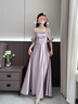 伴娘禮服2026新品姐妹裙閨蜜裝絕美紫色緞面法式高級感小眾顯瘦女 A款長(cháng)款 S 曬單實(shí)拍圖
