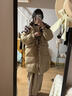 妖精的口袋復古格紋牛角扣連帽長(cháng)款羽絨服女2025冬季新款保暖外套 格紋卡其色 S 曬單實(shí)拍圖