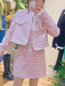 妤遇（YUUZYUUS）品牌女裝小香風(fēng)套裝裙女2026春秋新款法式千金高級氣質(zhì)時(shí)尚兩件套 粉色 M 曬單實(shí)拍圖