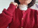 香影新年戰袍紅色毛衣開(kāi)衫女2026春裝新款本命年小香風(fēng)針織衫上衣 紅色 S 曬單實(shí)拍圖