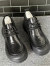 零度休閑皮鞋男鞋冬季新款復古百搭高幫樂(lè )福鞋男厚底一腳蹬商務(wù)正裝鞋 土黃色 【標準皮鞋碼】 41 (255mm) 曬單實(shí)拍圖