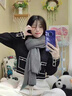 正黛圍巾女秋冬季高級感韓版百搭針織毛線(xiàn)圍脖2025新款加厚保暖情侶款 深灰色 曬單實(shí)拍圖