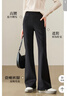 浪莎顯瘦喇叭褲秋冬加絨黑色直筒休閑褲垂感拖地西裝褲高腰顯瘦長(cháng)褲 曬單實(shí)拍圖