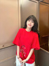 一寸相思馬年本命年衣服紅色純棉短袖t恤女2026新款爆款大碼國風(fēng)上衣定制 紅色-花紋小馬 L (110-125斤） 曬單實(shí)拍圖