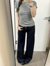 自由系天絲窄版微喇牛仔褲女2026春季新款低腰顯瘦垂感不貼腿喇叭褲子 曬單實(shí)拍圖
