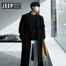 JEEP SPIRIT吉普春秋韓式羊毛外套男士中長(cháng)及膝墊肩無(wú)開(kāi)司米羊毛寬松風(fēng)衣夾克 黑色(單里襯) XL 曬單實(shí)拍圖