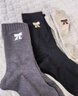 佰姿緣蝴蝶結襪子女秋冬羊毛堆堆襪中筒美拉德配鯊魚(yú)褲冬天咖色長(cháng)襪純棉 【4雙裝】深灰+卡其+咖色+奶白【主圖款】 均碼 獨立包裝 曬單實(shí)拍圖