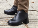 紅蜻蜓時(shí)裝靴25冬季女鞋優(yōu)雅粗跟短靴通勤女靴加絨皮靴WFC45031黑色36 曬單實(shí)拍圖
