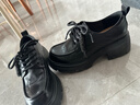 百麗（Belle）復古牛皮牛津鞋女2026春新商場(chǎng)款厚底增高JK樂(lè )福鞋E9N1DAM6 黑色 37 曬單實(shí)拍圖