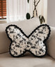 朗格異形抱枕靠枕客廳沙發(fā)輕奢高級感抱枕女士睡覺(jué)專(zhuān)用辦公室護腰靠枕 雪尼爾蝴蝶結抱枕-黑色花蔓 含枕芯 55X40cm【高回彈 不塌陷】 曬單實(shí)拍圖