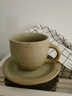 九土粗陶咖啡杯帶碟套裝創(chuàng  )意咖啡杯簡(jiǎn)約家用下午茶杯子帶碟情侶水杯 凝白 曬單實(shí)拍圖
