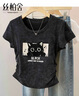 絲柏舍印花T恤2026夏裝新款女裝時(shí)尚修身顯瘦圓領(lǐng)短袖套頭上衣 曬單實(shí)拍圖