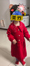 小豬班納女童毛衣冬季2026新年兒童紅色拜年服中大童冬裝針織衫洋氣連衣裙 翻領(lǐng)毛衣連衣裙/紅 110 曬單實(shí)拍圖
