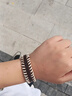逐青縫線(xiàn)做舊皮革手鏈男潮嘻哈朋克可調節編織手環(huán)百搭街頭潮男配飾品 皮革手環(huán) 長(cháng)23.5CM 寬1.5CM 曬單實(shí)拍圖