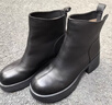 天美意女靴加絨商場(chǎng)同款粗跟復古潮流短靴女時(shí)裝靴新款 黑色 37 曬單實(shí)拍圖