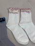 貓人【雙層木耳邊】女士襪子女網(wǎng)眼抑菌防臭透氣中筒襪夏季薄款4雙 曬單實(shí)拍圖