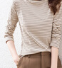 德瑪納（dme）超彈條紋半高領(lǐng)舒適條紋打底衫女上衣內搭打底衫女 淺黃 L  曬單實(shí)拍圖