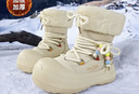 雪中飛雪地靴女2025防寒抗凍增高厚底棉鞋可愛(ài)甜美風(fēng)棉靴 珍珠米 40 曬單實(shí)拍圖