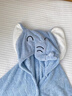 貝谷貝谷兒童浴巾洗澡新生嬰兒帶帽浴袍珊瑚絨加厚軟吸水速干寶寶斗篷裹巾 A類(lèi)加厚款 藍色小象 禮袋裝 120*80cm 曬單實(shí)拍圖