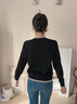 NAOTIEA意大利小帆船黑色刺繡假兩件針織開(kāi)衫女2025春秋新款打底毛衣外套 黑色 XL （建議120-135斤） 曬單實(shí)拍圖
