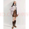 茵曼（INMAN）雙面穿搖粒絨羽絨服男女同款2025新款休閑保暖外套 紫色 M 曬單實(shí)拍圖