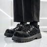 蘇系廢土風(fēng)復古大頭厚底德比鞋男2025新款秋冬季增高鞋子男低幫馬丁靴 黑色【廢土風(fēng)免洗5厘米增高】 42 偏大建議拍小一碼 曬單實(shí)拍圖