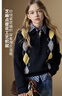 ELLE KIDS高智學(xué)院感菱格Polo領(lǐng)毛衣秋季女童新款翻領(lǐng)針織正肩套頭毛衣 曬單實(shí)拍圖