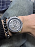 馬克華菲（MARK FAIRWHALE）手表男士機械表全自動(dòng)雙面鏤空瑞士品質(zhì)夜光防水運動(dòng)國潮機械男表 【探索者系列】銀殼灰面鋼帶 曬單實(shí)拍圖