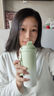 費施恩陶瓷內膽保溫杯高顏值便攜水杯送女生禮物咖啡杯316不銹鋼雙飲杯 漸變綠【免費刻字】500ml彩盒+掛件 曬單實(shí)拍圖