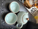金鑲玉 仿宋汝窯一壺二杯套裝 陶瓷辦公家用冰片西施壺茶杯功夫茶具套組 冰片汝窯西施一壺二杯 曬單實(shí)拍圖