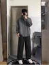 頂峰保羅（Dingfengbaoluo）開(kāi)衫衛衣男春季休閑寬松連帽外套美式拼接男生上衣EX02麻灰色XL 曬單實(shí)拍圖