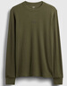 蓋璞（GAP）男女裝春款LOGO華夫格長(cháng)袖T恤休閑常規上衣美版795644 軍綠色 M 美碼 L亞洲碼180/96A 曬單實(shí)拍圖