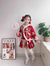 尚然樂(lè )（SHANGRANLE）女童紅色套裝新年國風(fēng)女大童洋裝民族風(fēng)拜年服秋冬裝加厚新中式唐 紅色兩件裝[外套+裙子]偏小 加厚 110 cm 曬單實(shí)拍圖