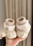 心楠冬季嬰兒鞋子0-1歲男女寶寶新款卡通軟布底加絨保暖加厚保暖棉鞋 卡其色小熊鞋襪 13 cm【內長(cháng)】【建議7-12個(gè)月】 曬單實(shí)拍圖