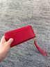 袋鼠2025新款正品錢(qián)包女士真皮手拿包多卡位長(cháng)款錢(qián)包時(shí)尚大容量手抓包 中國紅【頭層牛皮】 曬單實(shí)拍圖