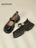 達芙妮（DAPHNE）法式百搭瑪麗珍小皮鞋女休閑通勤魔術(shù)貼厚底增高單鞋女 黑色 37 曬單實(shí)拍圖