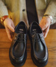 馬登男鞋新款莫卡辛袋鼠鞋英倫美式復古休閑工裝黑色圓頭德比皮鞋 黑色   42 曬單實(shí)拍圖